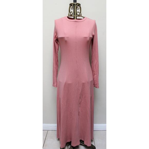 Christy Dawn Bowie Mauve Pink Ribbed Sweater Maxi Dress Size Medium - Picture 2 of 6